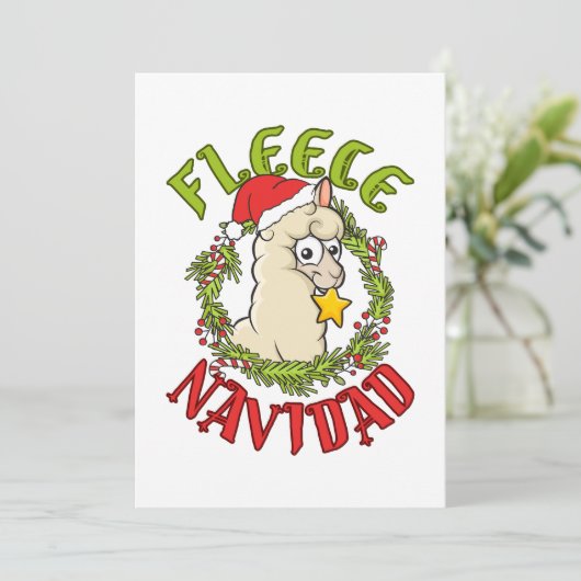 Fleece Navidad Grappige Alpaca Kerstmis Feestdagenkaart (Staand voorkant)