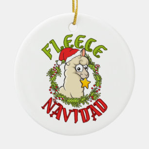 Fleece Navidad Grappige Alpaca Kerstmis Keramisch Ornament