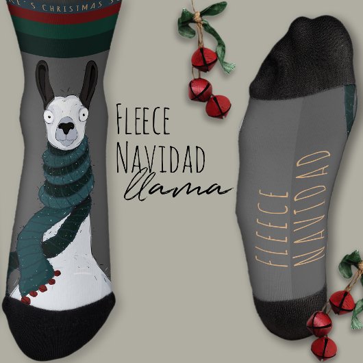 “Fleece Navidad” Grappige Chic Grijze Lama Sokken