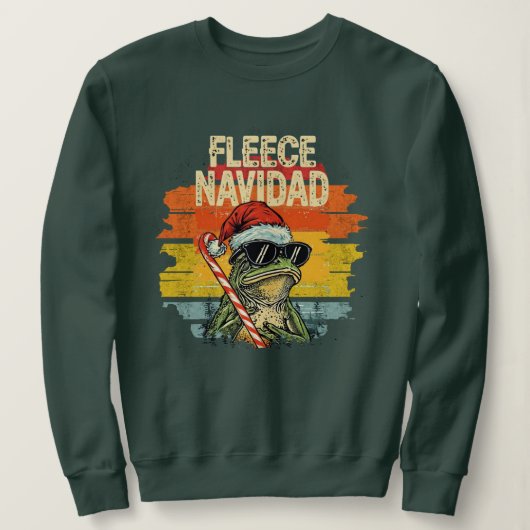 Fleece Navidad Grappige Kerstman Kikker Retro Trui (Design voorkant)