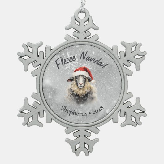 Fleece Navidad Gray Sheep Snowflake Ornament (Voorkant)