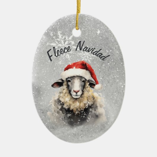 Fleece Navidad Grijs Schaap Kerst Ornament (Voorkant)