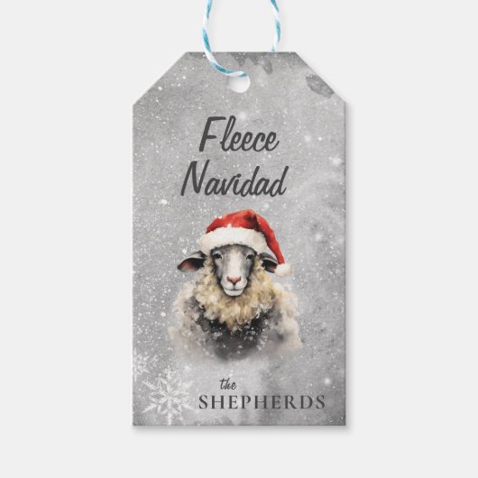 Fleece Navidad Grijs Schaap Kerstcadeau Label Cadeaulabel (Voorkant)