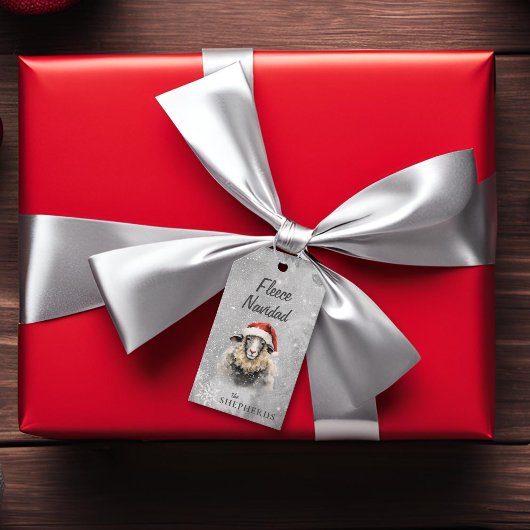 Fleece Navidad Grijs Schaap Kerstcadeau Label Cadeaulabel