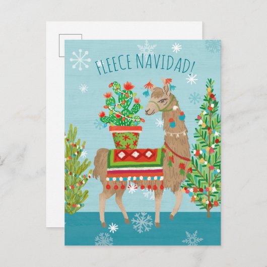 Fleece Navidad | Grote kerstdagen met Llamas Briefkaart (Voorkant / Achterkant)