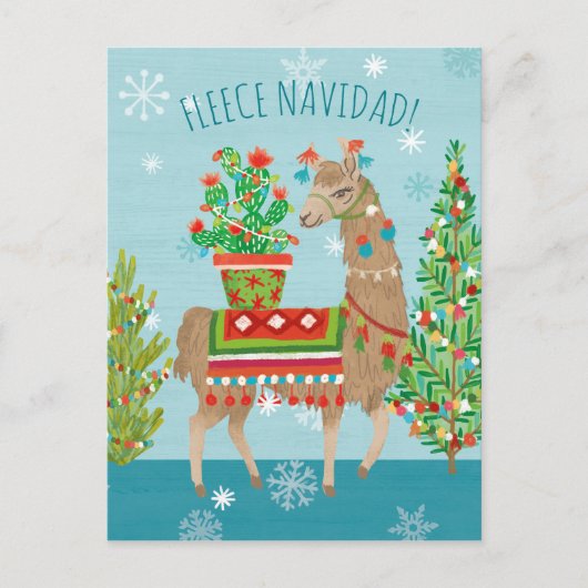 Fleece Navidad | Grote kerstdagen met Llamas Briefkaart (Voorkant)