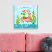 Fleece Navidad | Grote kerstdagen met Llamas Canvas Afdruk (Insitu (Woonkamer))