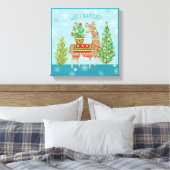 Fleece Navidad | Grote kerstdagen met Llamas Canvas Afdruk (Insitu (Slaapkamer))