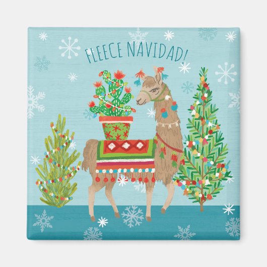 Fleece Navidad | Grote kerstdagen met Llamas Magneet (Voorkant)