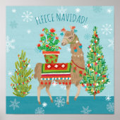 Fleece Navidad | Grote kerstdagen met Llamas Poster (Voorkant)
