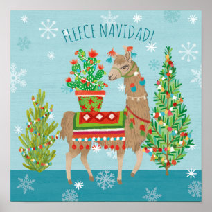 Fleece Navidad   Grote kerstdagen met Llamas Poster
