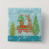 Fleece Navidad | Grote kerstdagen met Llamas Vierkante Button 5,1 Cm (Voorkant)