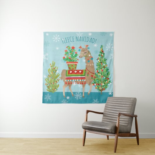 Fleece Navidad | Grote kerstdagen met Llamas Wandkleed (In Situ (horizontaal))