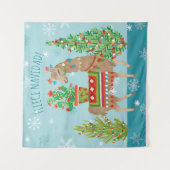 Fleece Navidad | Grote kerstdagen met Llamas Wandkleed (Voorkant)