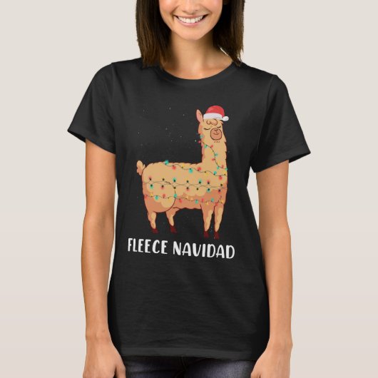 Fleece Navidad Holiday Christmas Llama Alpaca T-shirt (Voorkant)