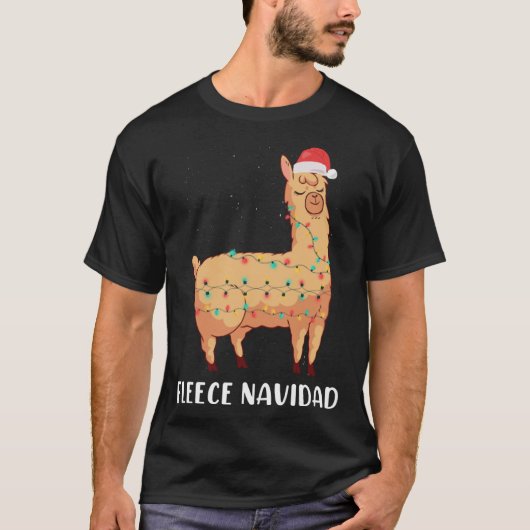 Fleece Navidad Holiday Christmas Llama Alpaca T-shirt (Voorkant)