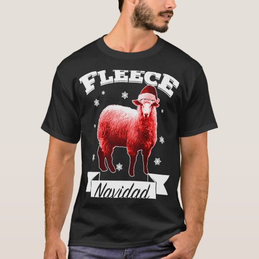 Fleece Navidad Kerstmis Schaap Lam Feliz Xmas Pu T-shirt (Voorkant)