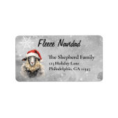 Fleece Navidad Kerstschaap Adreslabel Etiket (Voorkant)