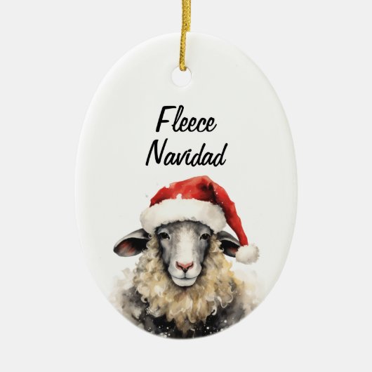 Fleece Navidad Kerstversiering Keramisch Ornament (Voorkant)