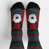 “Fleece Navidad” Lama Festieve Strepen op Rood Sokken (Top)