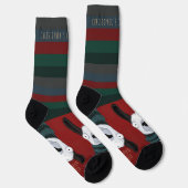 “Fleece Navidad” Lama Festieve Strepen op Rood Sokken (Rechts)