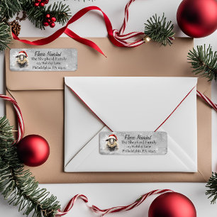 Fleece Navidad Santa Sheep Retouradres Label