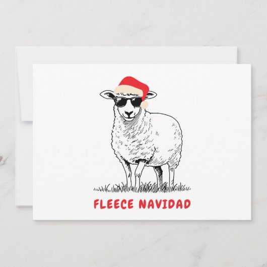 Fleece Navidad Schaap in een zonnebril Feestdagenkaart (Voorkant)