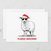 Fleece Navidad Schaap in een zonnebril Feestdagenkaart (Voorkant / Achterkant)