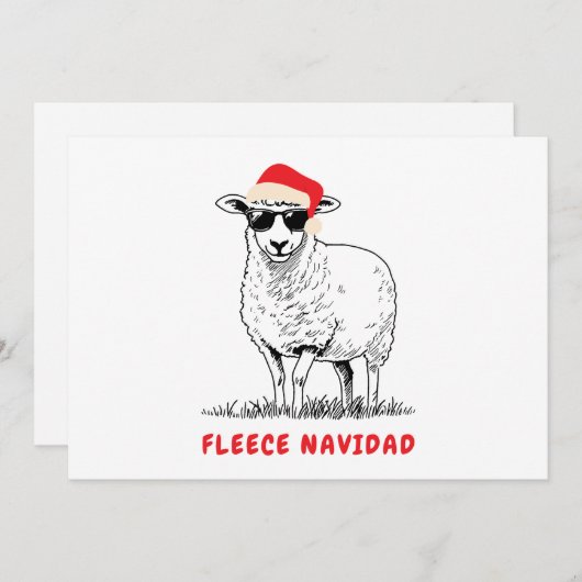 Fleece Navidad Schaap in een zonnebril Feestdagenkaart (Voorkant / Achterkant)