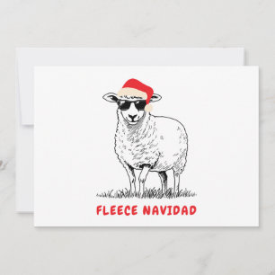 Fleece Navidad Schaap in een zonnebril Feestdagenkaart