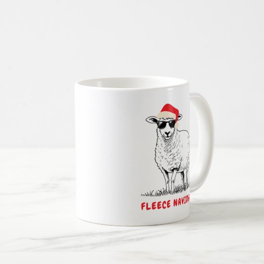 Fleece Navidad Schaap in een zonnebril Koffiemok (Voorkant rechts)