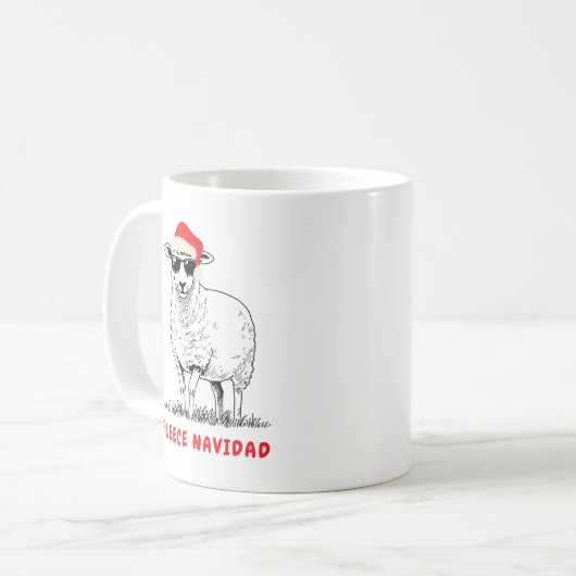 Fleece Navidad Schaap in een zonnebril Koffiemok (Voorkant links)