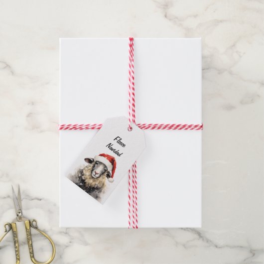 Fleece Navidad Schaap Kerstcadeau Label Cadeaulabel (Met Touw)