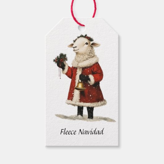 Fleece Navidad Schaap Lammetje Sinterklaas Cadeaulabel (Voorkant)