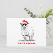 Fleece Navidad Schaap met Zonnebril Feestdagenkaart (Staand voorkant)