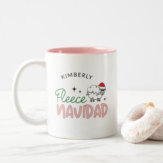 Fleece navidad schattig kerst aanpasbaar tweekleurige koffiemok (Met donut)