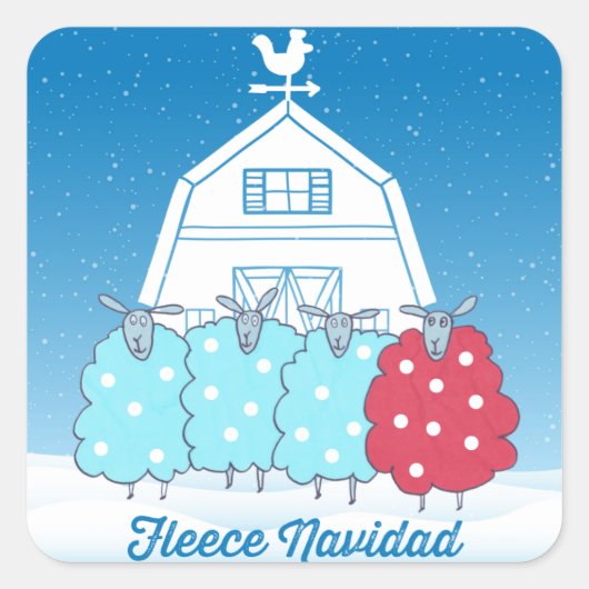 Fleece Navidad Schattige Christmas Baby Sheep Vierkante Sticker (Voorkant)