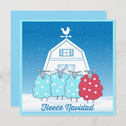 Fleece Navidad Schattige Kerstschaap gepersonalise Feestdagenkaart (Voorkant / Achterkant)