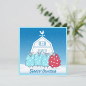 Fleece Navidad Schattige Kerstschaap gepersonalise Feestdagenkaart (Staand voorkant)