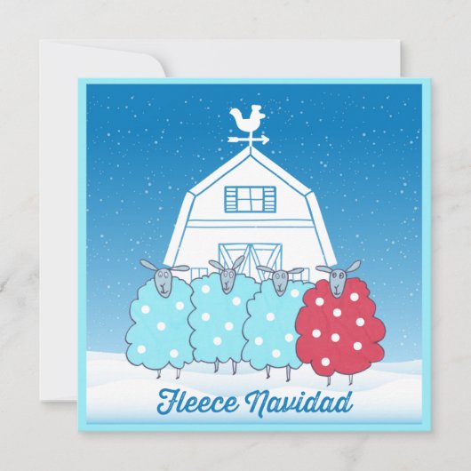 Fleece Navidad Schattige Kerstschaap gepersonalise Feestdagenkaart (Voorkant)
