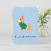 Fleece Navidad – Schattigee worstenhond Feestdagenkaart (Staand voorkant)