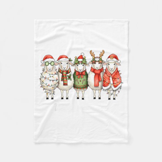 Fleece Navidad Sheep Christmas Lights Dinner Famil (Voorkant)