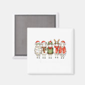 Fleece Navidad Sheep Christmas Lights Dinner Famil Magneet (Voorkant / Achterkant)