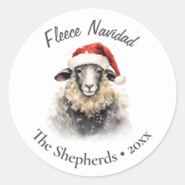 Fleece Navidad Sheep Christmas Ronde Sticker