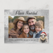 Fleece Navidad Sheep Photo Holiday Briefkaart (Voorkant)