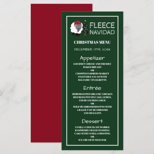 Fleece Navidad, Spaans Kerstmenu Menu (Voorkant / Achterkant)