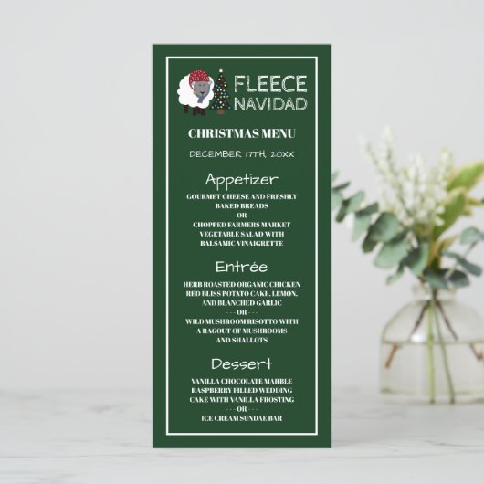 Fleece Navidad, Spaans Kerstmenu Menu (Staand voorkant)
