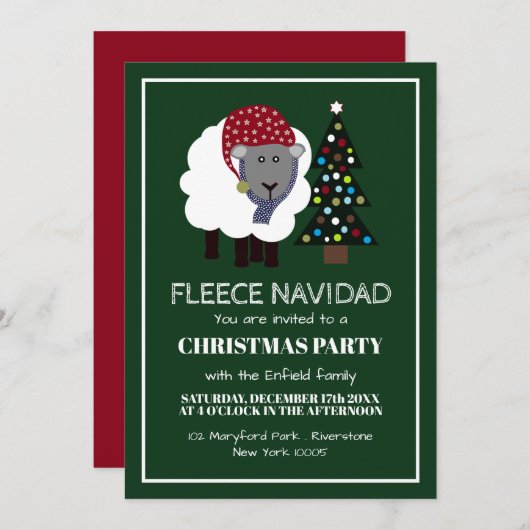 Fleece Navidad, Spaanse kerstuitnodiging Aankondiging (Voorkant / Achterkant)