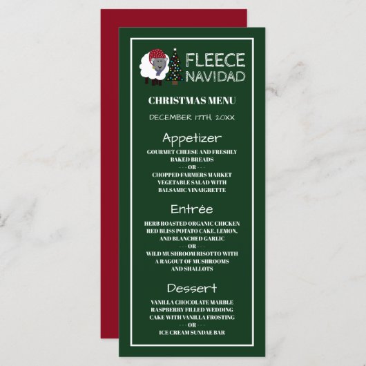 Fleece Navidad, Spaanse stijl Kerstmenu Menu (Voorkant / Achterkant)