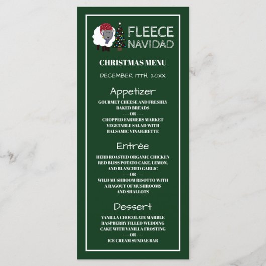 Fleece Navidad, Spaanse stijl Kerstmenu Menu (Voorkant)